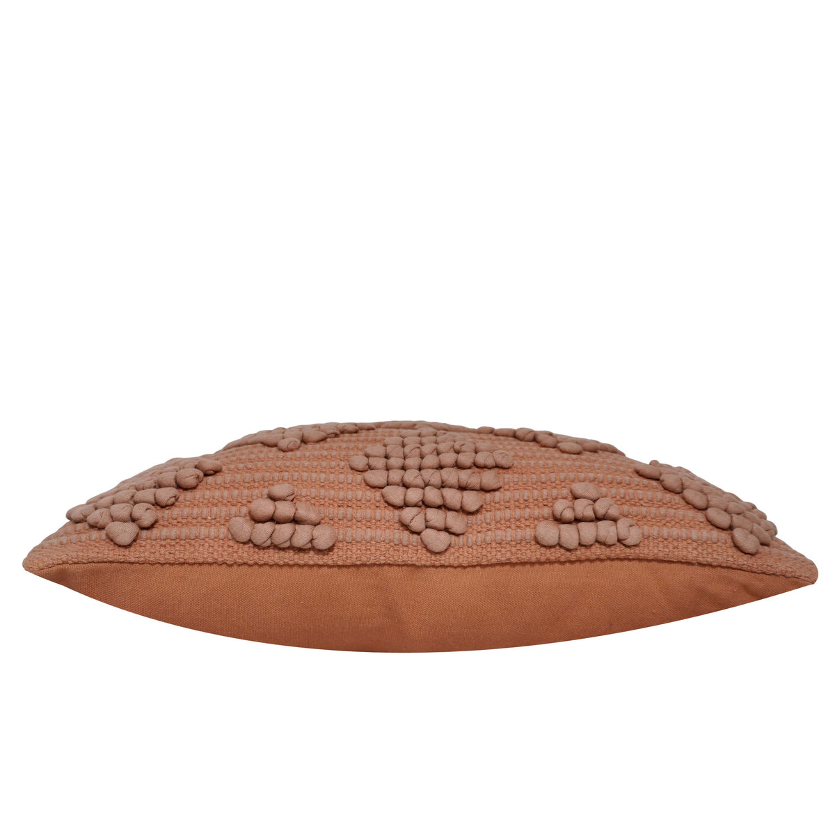 Handwoven Cotton Textured Cushion Cover 45x45 cm | Geometric Bobble Tufted Design | Decorative Throw Pillow Cover | Hidden Zipper | Terracotta - Bulk manufacturer & supplier from Panipat, India