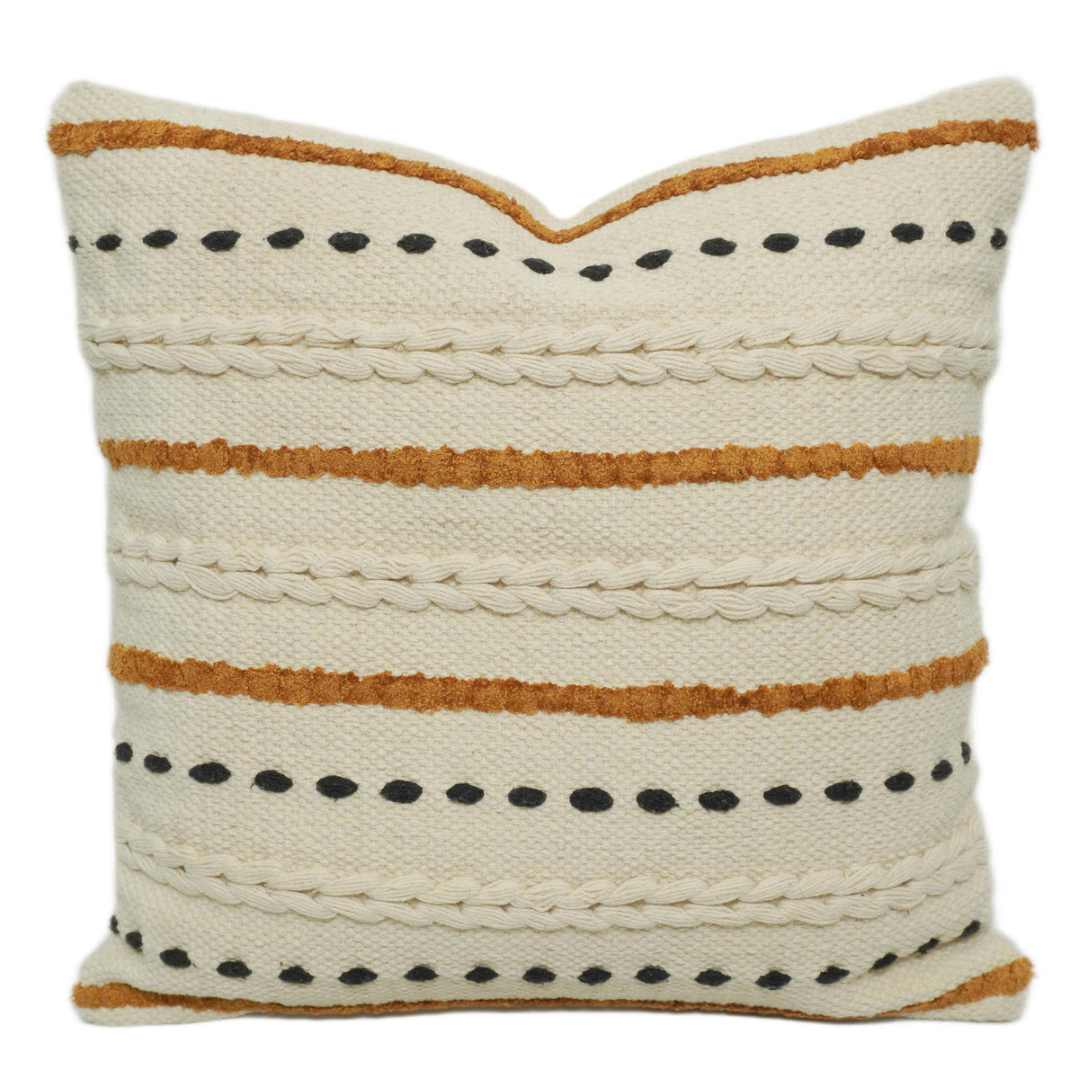 Handwoven Textured Cushion Cover with Geometric Stripes – 45 x 45 cm