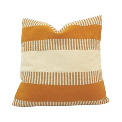 Handwoven Mustard Stripe Cotton Cushion Cover | 45x45 cm Decorative Throw Pillow Cover