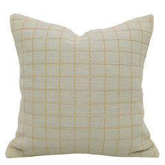 Handwoven Ivory & Yellow Grid Pattern Cushion Cover – 45 x 45 cm
