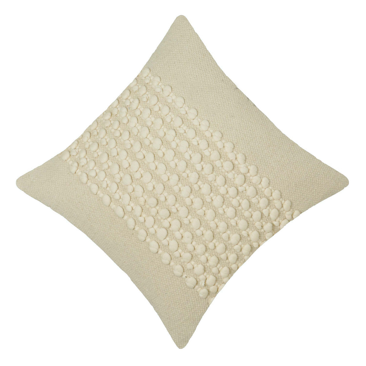 Handwoven Cream Textured Cushion Cover with Raised Bobble Stripes – 45 x 45 cm