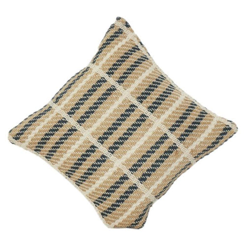 Natural beige and black striped jute cushion cover 18x18 inch