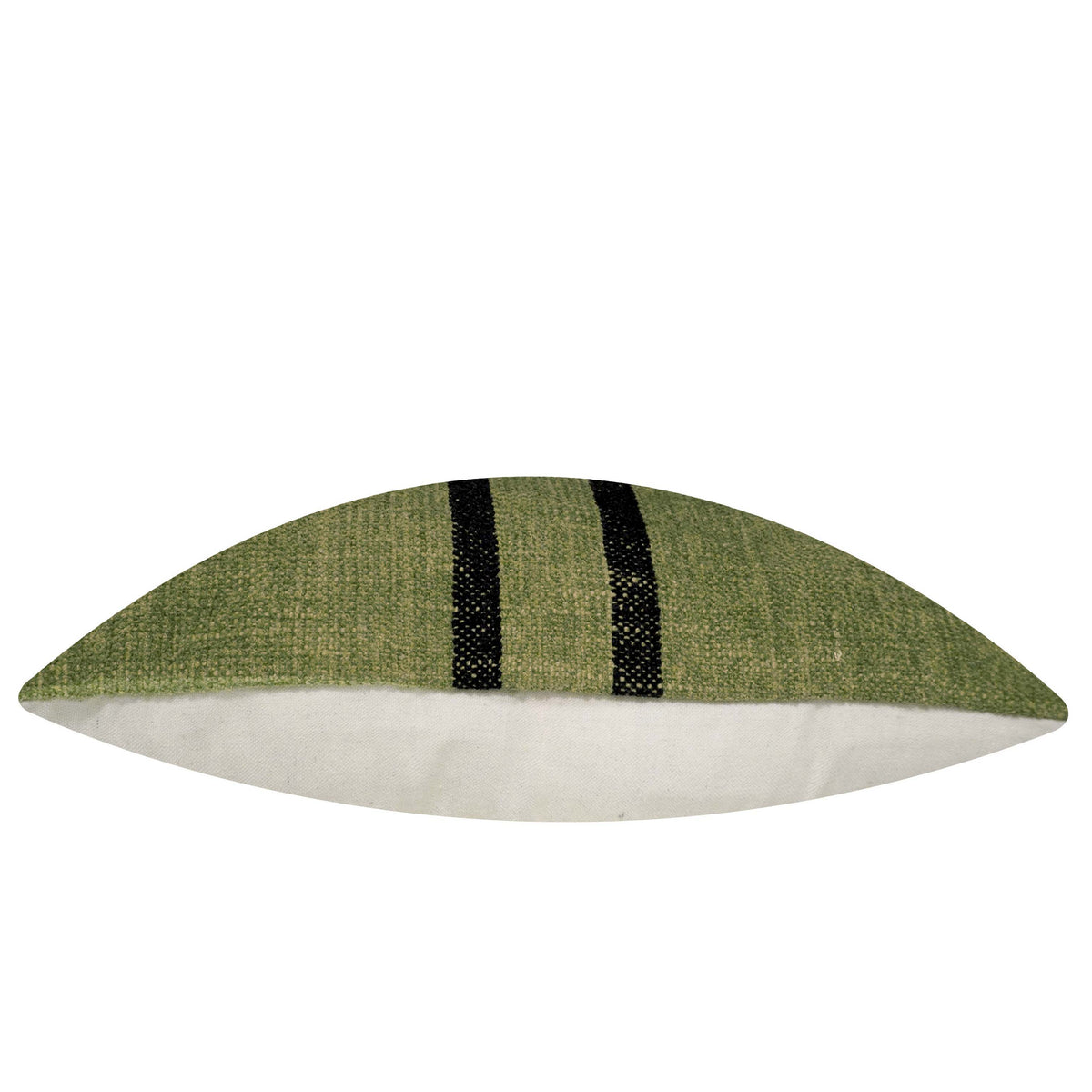 Handwoven Cotton Chenille Cushion Cover – Olive Green with Black Stripes, 45 x 45 cm