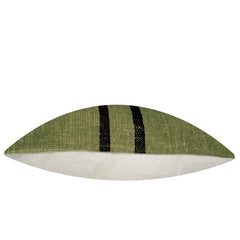 Handwoven Cotton Chenille Cushion Cover – Olive Green with Black Stripes, 45 x 45 cm