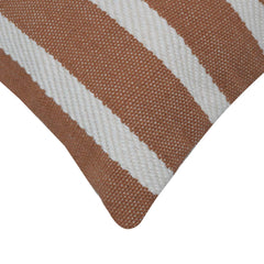 Handmade Cotton Striped Cushion Cover 45x45 cm | Woven Decorative Throw Pillow Cover | Beige & White | Hidden Zip | Modern Boho Home Décor
