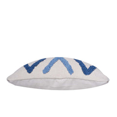 Handmade Tufted Cotton Cushion Cover 45x45 cm – Blue Geometric Pattern Decorative Throw Pillow Cover with Hidden Zipper