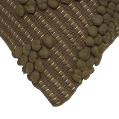 Handwoven Cotton Chindi Cushion Cover 45x45 cm | Textured Bubble Geometric Design | Decorative Throw Pillow Cover with Hidden Zipper | Brown