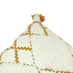Boho Diamond Tufted & Printed Cotton Cushion Cover with Tassels – 45x45 cm