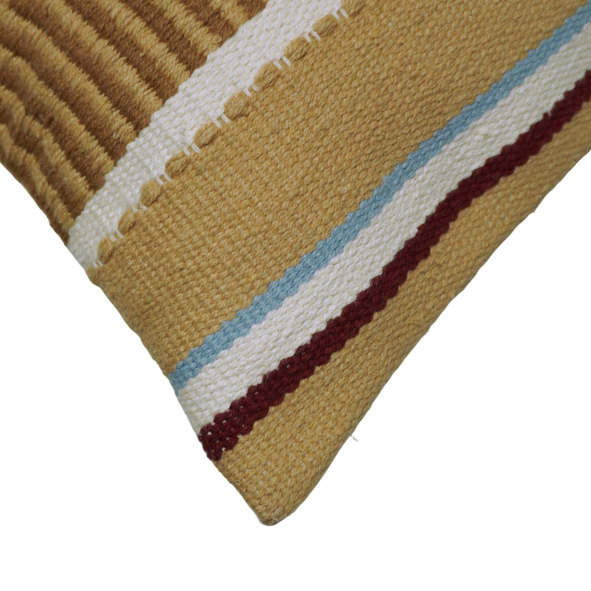 Handwoven Cotton Cushion Cover – Multicolor Textured Striped Design, 35 x 50 cm
