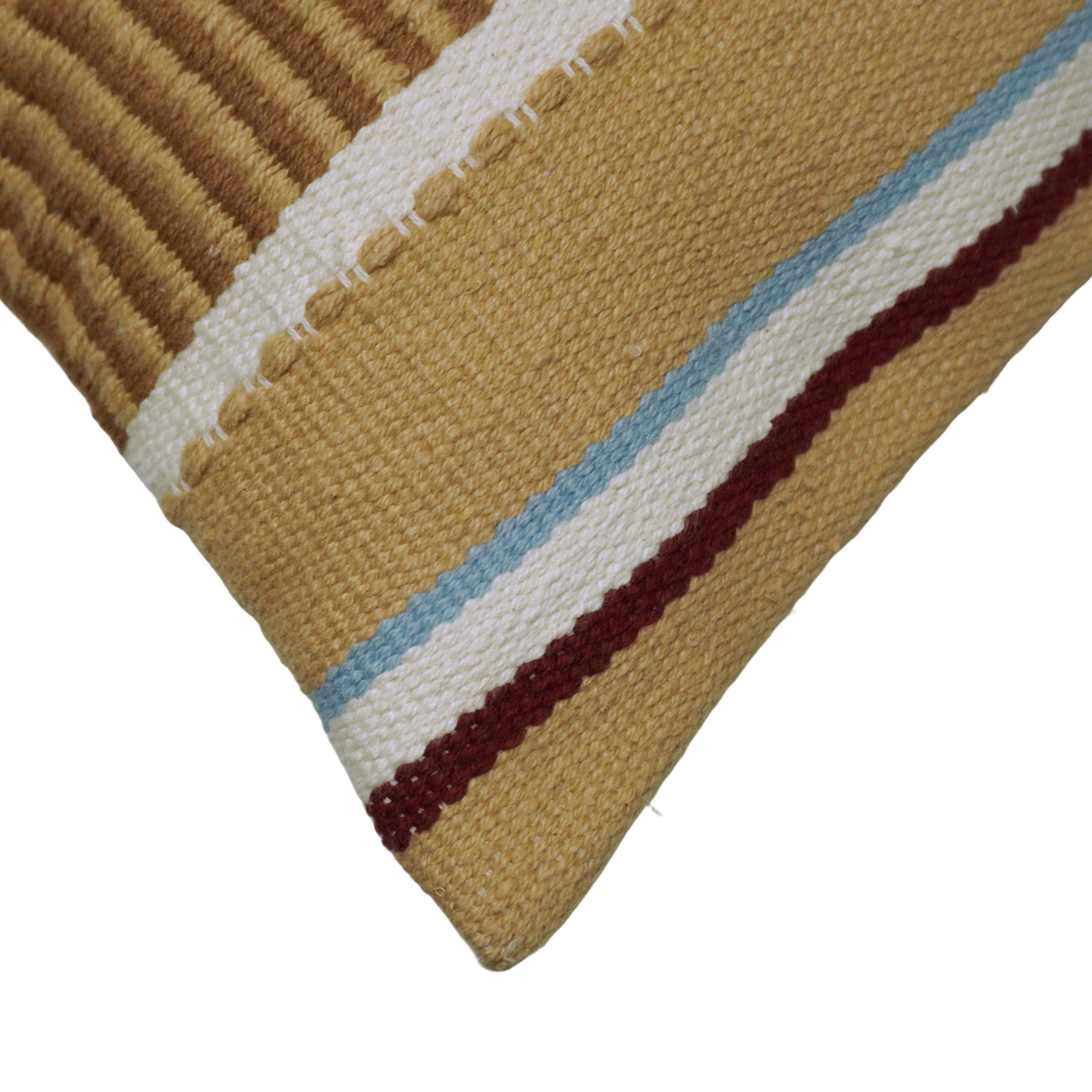 Handwoven Cotton Cushion Cover – Multicolor Textured Striped Design, 35 x 50 cm