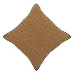 Camel brown textured handwoven cotton cushion cover with black border 45x45 cm