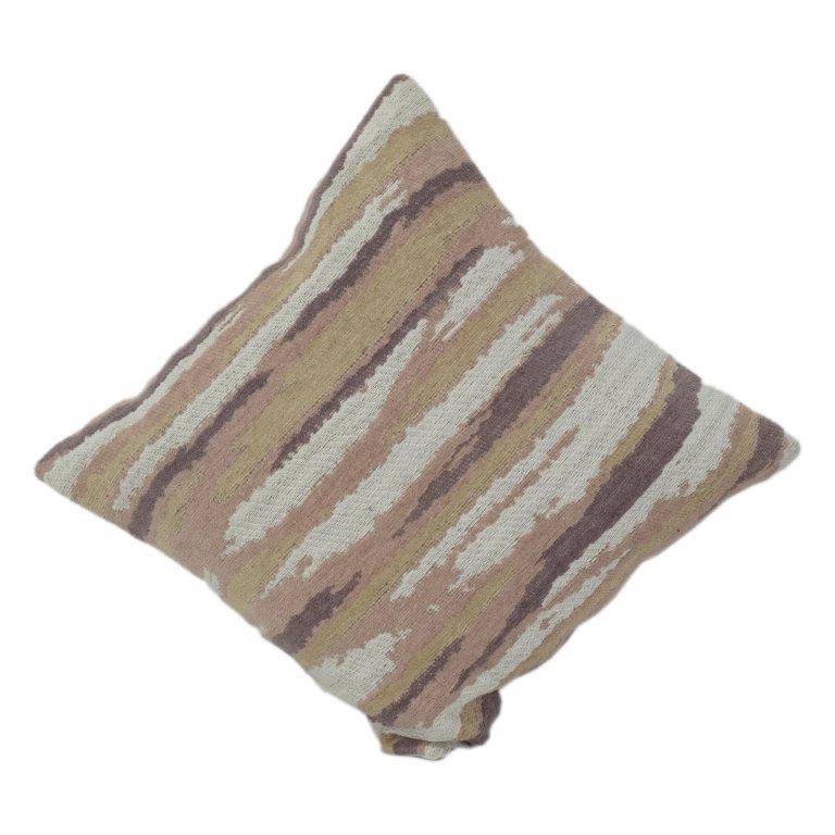 Abstract Earth-Tone Embroidered Cotton Cushion Cover | Modern Textured Ikat-Inspired Throw Pillow | 18x18 Inch