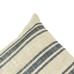 Handmade Beige & Charcoal Striped Cushion Cover 45x45 cm | Woven Cotton-Linen Accent Pillow Cover