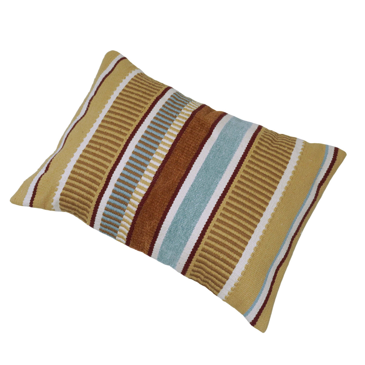 Handwoven Cotton Cushion Cover – Multicolor Textured Striped Design, 35 x 50 cm