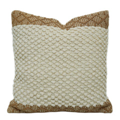 Cream & Natural Beige Border Handwoven Cotton Cushion Cover 45x45 cm