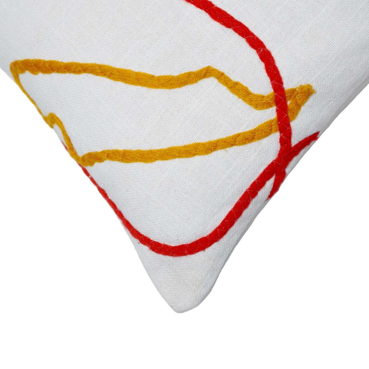 Handmade Abstract Embroidered Cotton Cushion Cover 35x50 cm | Modern Line Art Lumbar Pillow Cover | Decorative Rectangular Cushion Cover with Hidden Zipper - Bulk manufacturer & supplier from Panipat, India