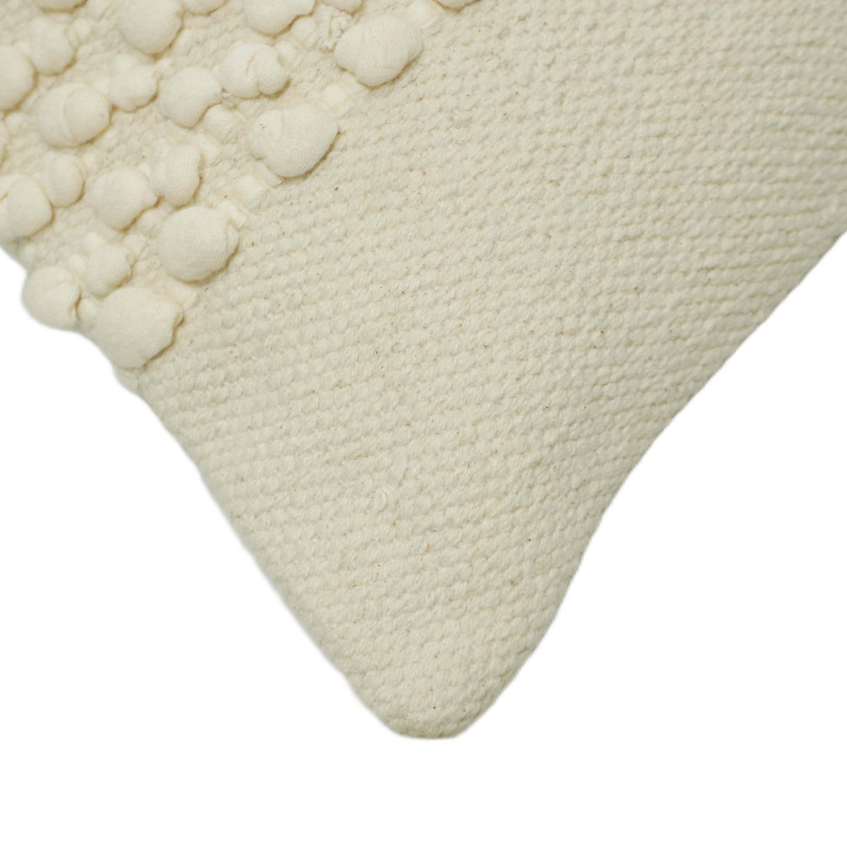 Handwoven Cream Textured Cushion Cover with Raised Bobble Stripes – 45 x 45 cm