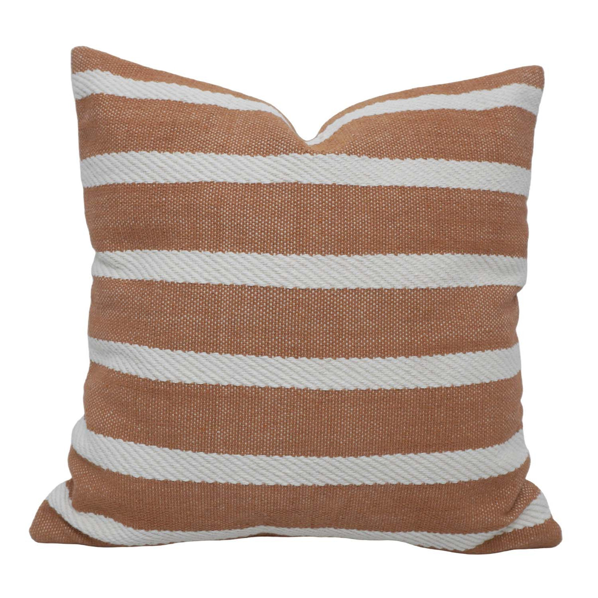 Handmade Cotton Striped Cushion Cover 45x45 cm | Woven Decorative Throw Pillow Cover | Beige & White | Hidden Zip | Modern Boho Home Décor - Bulk manufacturer & supplier from Panipat, India