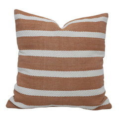 Handmade Cotton Striped Cushion Cover 45x45 cm | Woven Decorative Throw Pillow Cover | Beige & White | Hidden Zip | Modern Boho Home Décor