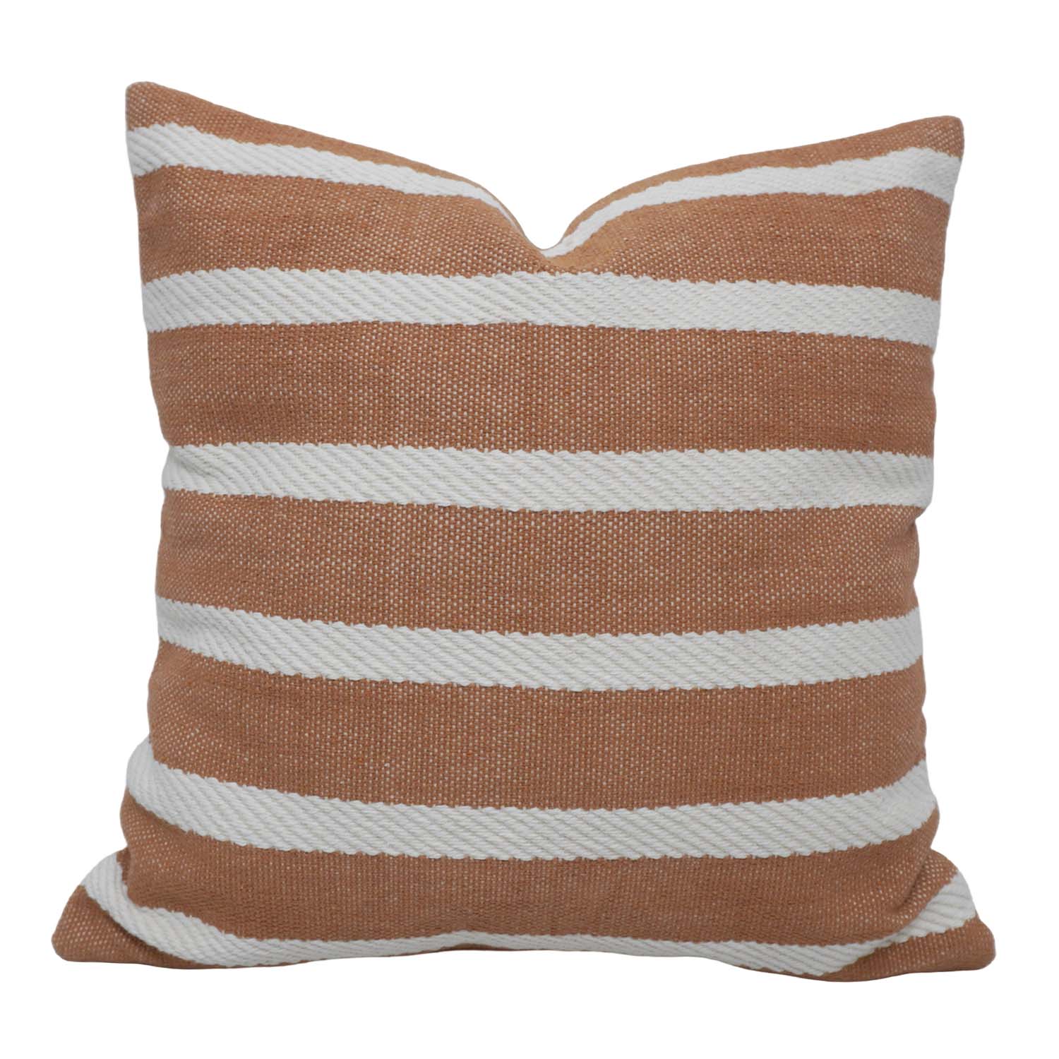 Handmade Cotton Striped Cushion Cover 45x45 cm | Woven Decorative Throw Pillow Cover | Beige & White | Hidden Zip | Modern Boho Home Décor
