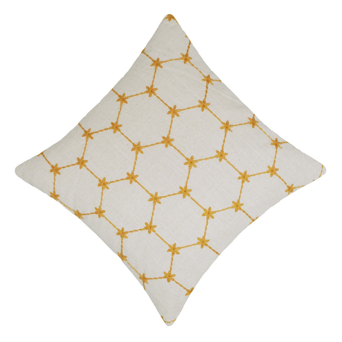 Golden Geometric Embroidered Cushion Cover – 45 x 45 cm