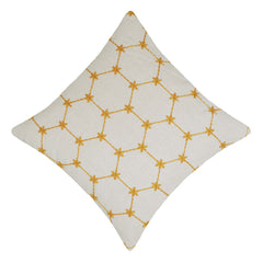 Golden Geometric Embroidered Cushion Cover – 45 x 45 cm