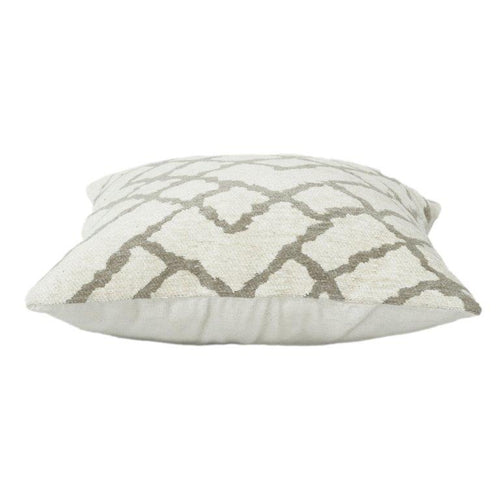 Beige Geometric Jacquard Cotton Cushion Cover – 45x45 cm | Textured Modern Throw Pillow Cover