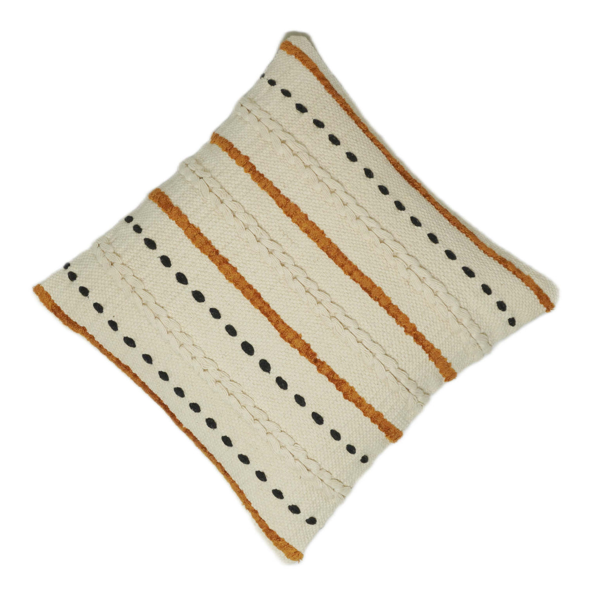 Handwoven Textured Cushion Cover with Geometric Stripes – 45 x 45 cm