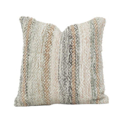 Textured Woven Polyester Cushion Cover 45x45 cm | Neutral Striped Boho Decorative Pillow Cover | Modern Sofa & Bed Accent