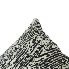 Black & Ivory Abstract Jacquard Cotton Cushion Cover | 45x45 cm Modern Textured Throw Pillow