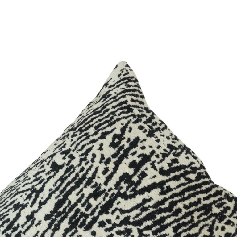 Black & Ivory Abstract Jacquard Cotton Cushion Cover | 45x45 cm Modern Textured Throw Pillow