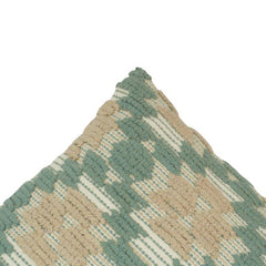 Handwoven Textured Cotton Cushion Cover – Sage Green & Beige Geometric Pattern | 45x45 cm