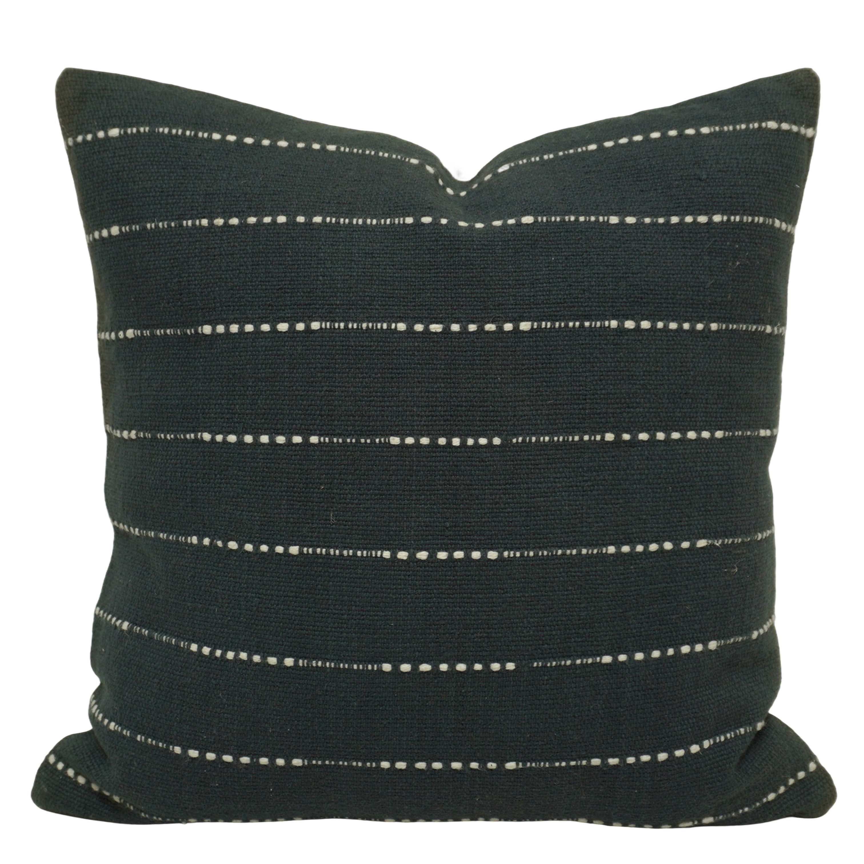 Handwoven Cotton Cushion Cover 45x45 cm | Black & White Striped Woven Throw Pillow Cover | Modern Boho Farmhouse Home Décor | Hidden Zipper | 100% Cotton