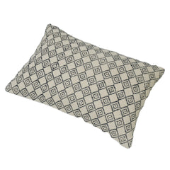 Handwoven Geometric Cushion Cover – Ivory & Black – 35 x 50 cm
