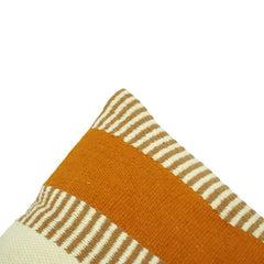 Handwoven Mustard Stripe Cotton Cushion Cover | 45x45 cm Decorative Throw Pillow Cover