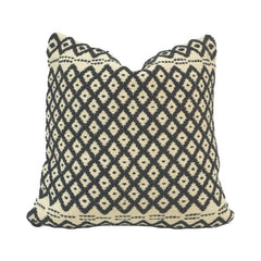Handmade Black & Ivory Diamond Pattern Cotton Cushion Cover | Woven Boho Throw Pillow Cover 45x45 cm