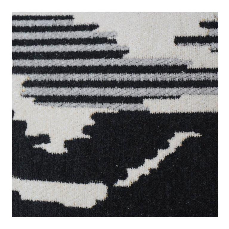 Black & White Ikat Pattern Cotton Cushion Cover | Modern Abstract Woven Pillow Cover | 18x18 Inch