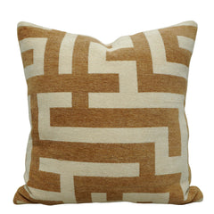 Beige & Ivory Geometric Maze Jacquard Cushion Cover 45x45 cm