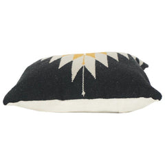 Handwoven Geometric Cotton Cushion Cover 45x45 cm – Black, Mustard & Ivory Tribal Pattern | Modern Boho Decor