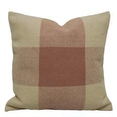 Handwoven Cotton Cushion Cover 45x45 cm | Modern Checkered Woven Throw Pillow Cover | Soft Decorative Cushion Cover with Hidden Zip | Beige & Dusty Rose