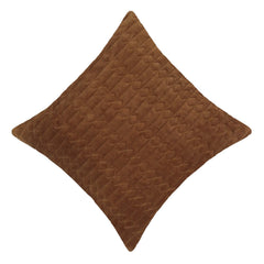 Brown velvet geometric textured machine embroidered cushion cover 45x45 cm