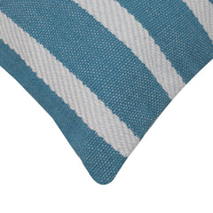 Handwoven Cotton Striped Cushion Cover 45x45 cm | Blue & White Woven Throw Pillow Cover | Modern Coastal Decorative Cushion Cover with Hidden Zipper