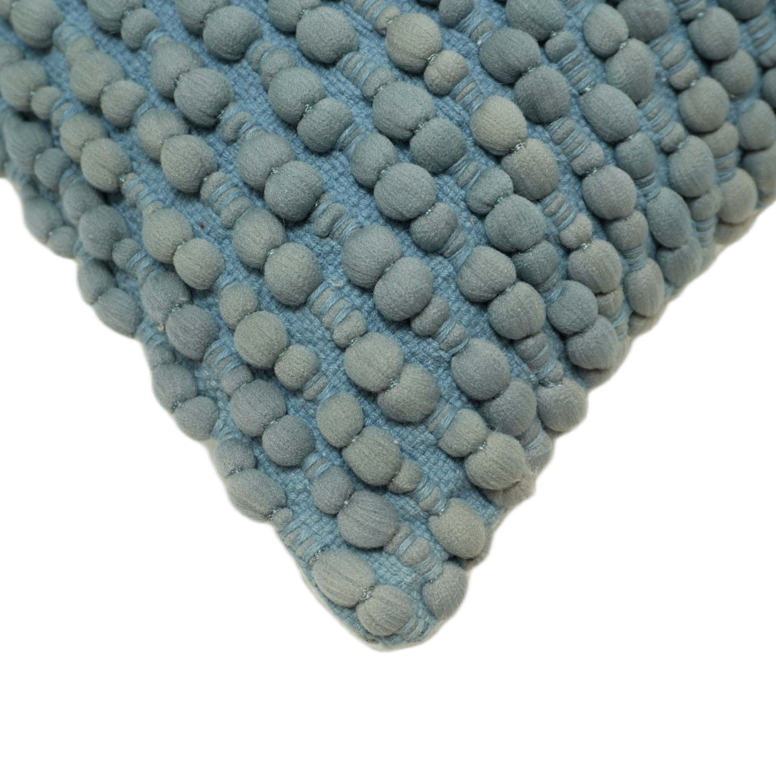 Handwoven Textured Cotton & Polyester Cushion Cover – Light Blue, 45 x 45 cm