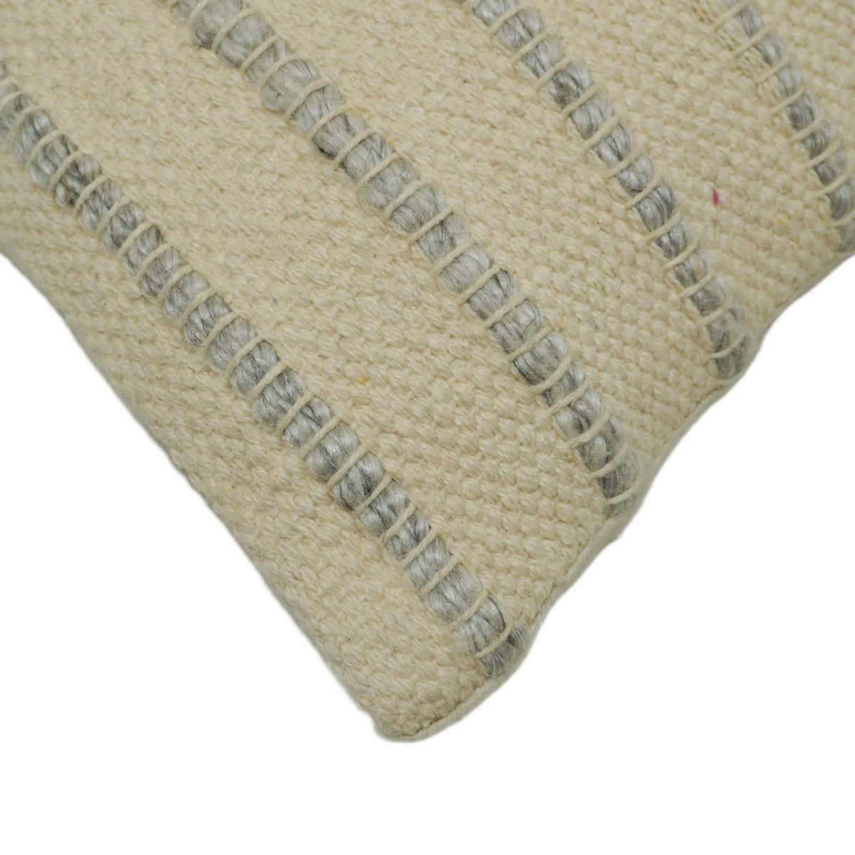 Handwoven Ivory & Grey Textured Cushion Cover – 35 x 50 cm