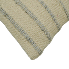 Handwoven Ivory & Grey Textured Cushion Cover – 35 x 50 cm