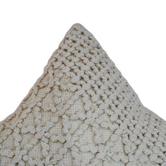 Handmade Cotton Macrame Cushion Cover 45x45 cm | Textured Boho Throw Pillow Cover | Ivory Decorative Cushion