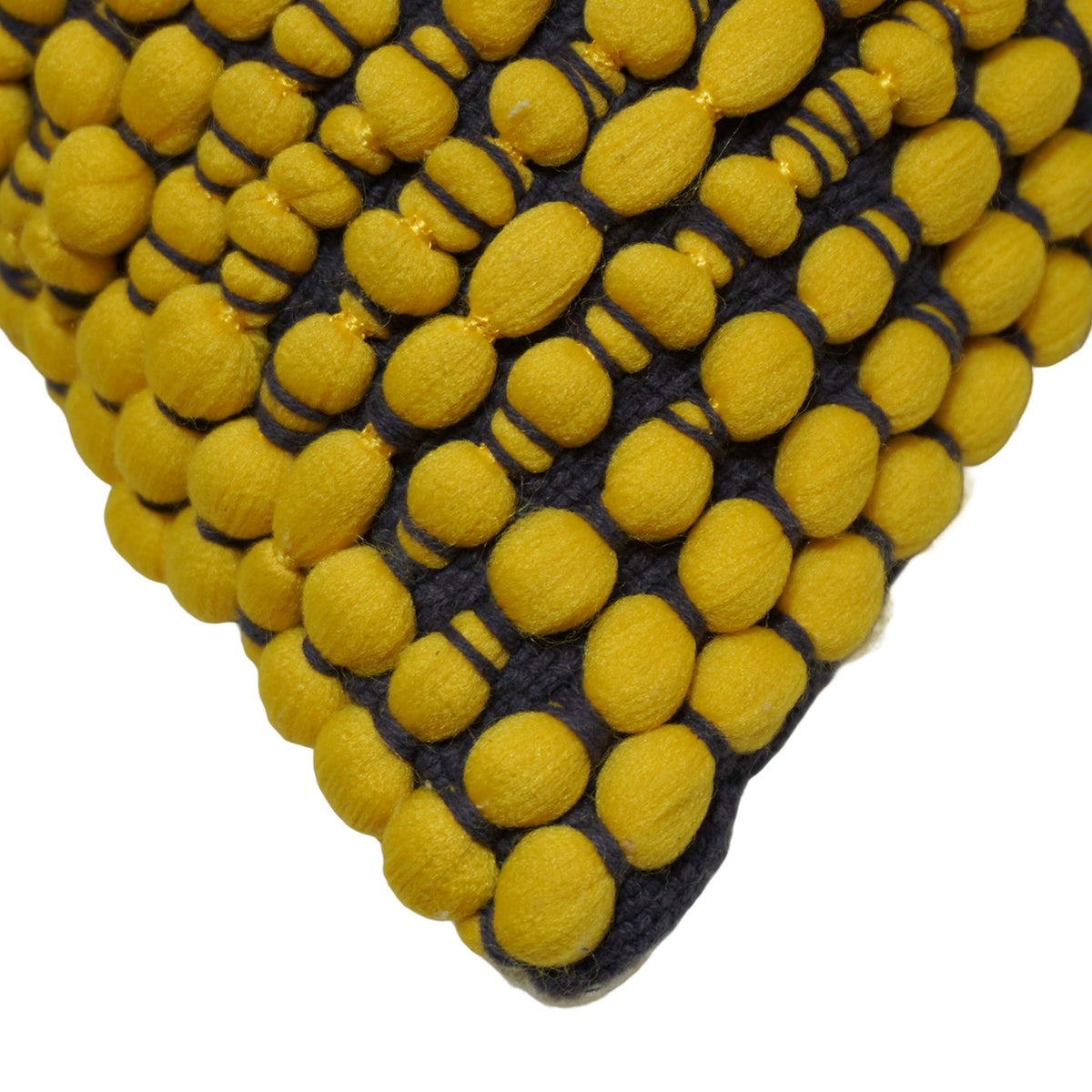 Handwoven Polyester Textured Cushion Cover 40 x 60 cm | Mustard Yellow Decorative Lumbar Pillow Cover | Artisan Woven Accent Cushion with Hidden Zipper