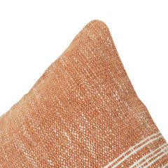 Rust Terracotta Cotton Cushion Cover with Woven Texture & White Stripes | 18x18 Inch Decorative Pillow Cover