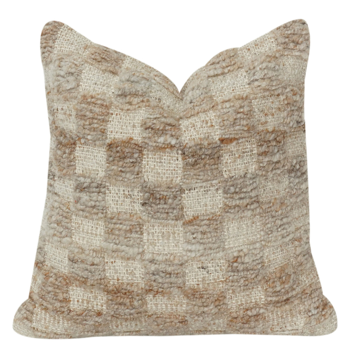 Textured Wool Cotton Cushion Cover | Abstract Floral Design | Neutral Boho Throw Pillow Cover 18x18 Inch - Bulk manufacturer & supplier from Panipat, India