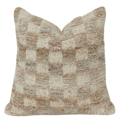 Textured Wool Cotton Cushion Cover | Abstract Floral Design | Neutral Boho Throw Pillow Cover 18x18 Inch